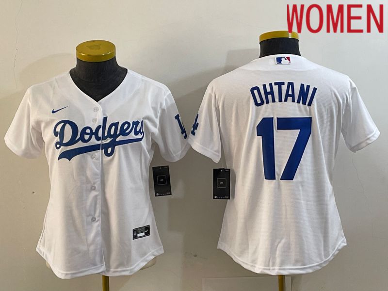 Women Los Angeles Dodgers 17 Ohtani White Nike Game MLB Jersey style 1